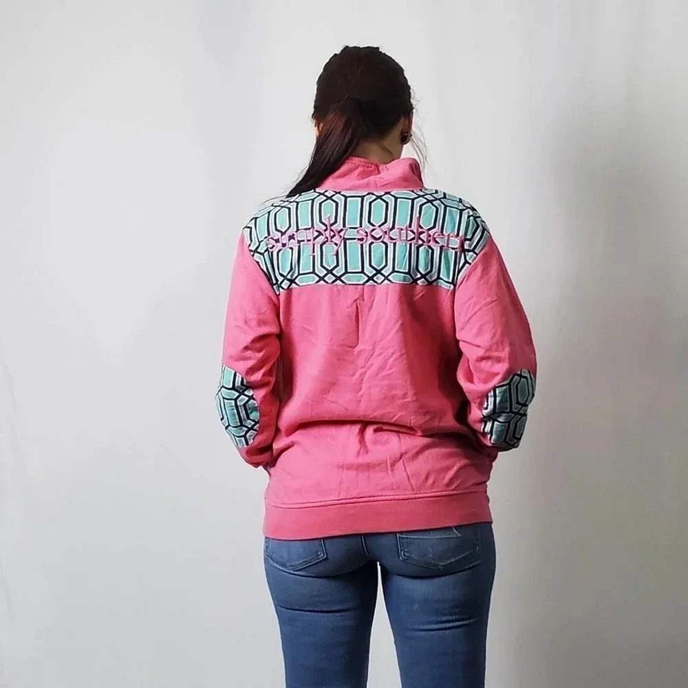 Simply Southern Pink Logo Quarter Zip Sweatshirt - S